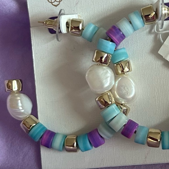 NWT Rachel Pearl Beaded Hoop Earrings - Picture 4 of 10